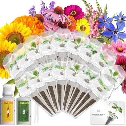 Vibrant Flower Seed Pod Kit Compatible with Gardencube, idoo,Ahopegarden Hydroponics Growing System with Marigold,Snapdragon,Cosmos,Sunflower,Zinnia,Lavender,Borage,Coneflower(16-Pod) - color: Vibrant Flower, size: 16-pods