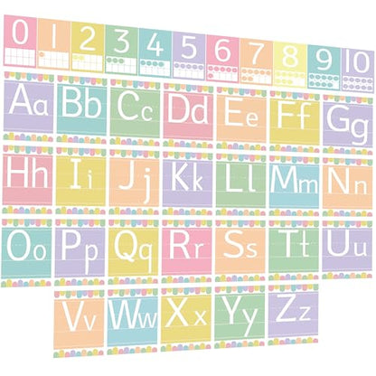 37 Pcs Pastel ABC Alphabet for Classroom Wall ABC Posters and 0-10 Number Cards Pastel Bulletin Board Letters Number Line for Classroom (Pastel ABC) - color: Pastel Abc
