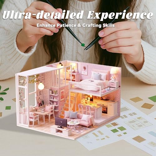Flever Dollhouse Miniature DIY House Kit Creative Room with Loft Apartment Scene for Romantic Artwork Gift (Tranquil Life) - color: Tranquil Life