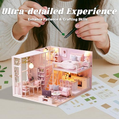 Flever Dollhouse Miniature DIY House Kit Creative Room with Loft Apartment Scene for Romantic Artwork Gift (Tranquil Life) - color: Tranquil Life