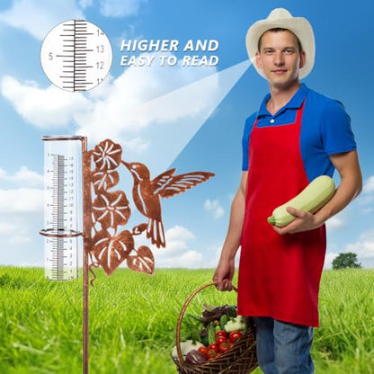 35'' Tall Hummingbird Rain Gauge Outdoor with Plastic Tube - color: Hummingbird-Brown