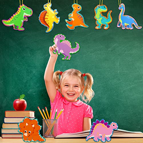 Pajean 10 Pcs Kids Lacing Cards Double Sided Animal Sewing Cards Kits 10 Styles Lacing Toy Crafts for Toddler Ages 6+ Developing Imagination Preschool Learning Activity Supplies(Dinosaur Style) - style: Dinosaur Style