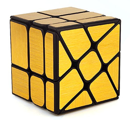 Mirror Wheel Speed Cube 3x3 Windmill Twisty Skewb Cube Puzzle Toy Gold - style: Windmill Gold
