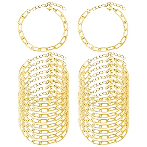 tiggell 20Pcs Chain Bracelets Kit, Alloy Link with Lobster Clasps - color: Gold