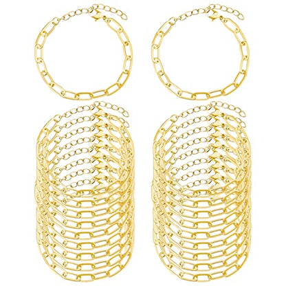 tiggell 20Pcs Chain Bracelets Kit, Alloy Link with Lobster Clasps - color: Gold