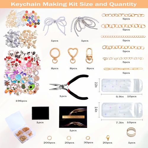 Wurosi 544Pcs Bag Charm Kit, Charms Lip Gloss Keychain Making Kit - color: 544 Pcs Gold Keychain Kits