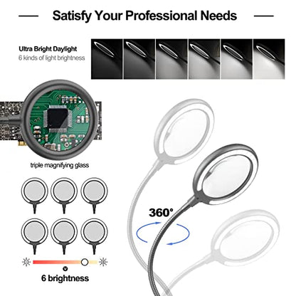 XYK Helping Hands Soldering Station with 3X Magnifying Glass with light, 4 Flexible Helping Hand Arms Magnifier and Third Hand Soldering Tool for Electronic Repair Soldering Jewelry Crafts - size: Medium