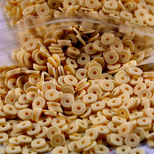 2000pcs Brown Clay Beads for Bracelets Making, Flat Round Polymer Clay Beads 6mm Spacer Heishi Beads for Jewelry Making Earring Bracelets Necklace - color: Brown 5