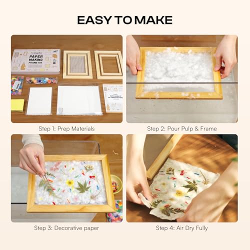 Caydo Paper Making Kit, 2 Size A5 A6 Papermaking Mould and Deckle - style: A5 A6 & paints kit