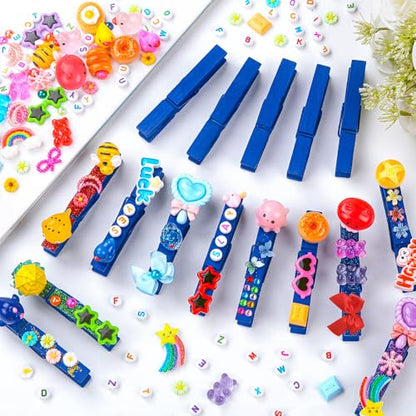 JOICEE 80 Set Cheer Pins Spirit Clips DIY Cheer Clothes Pins Kit - color: Blue