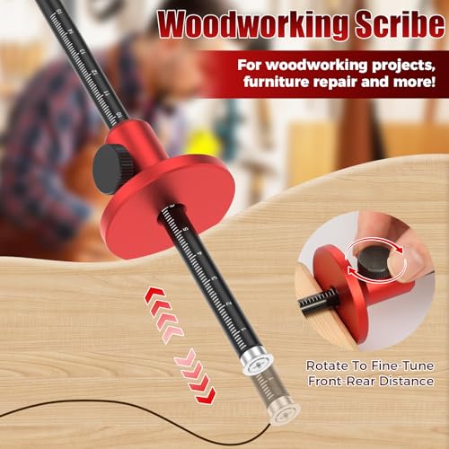 Wheel Marking Gauge for Woodworking, Micro Adjustable Dovetail and Mortise Marker with Dual Metric Imperial Scales, Aluminum Alloy Carpentry Tool