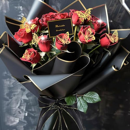 woric 93Pcs Black Flower Wrapping Paper Kits - color: Black