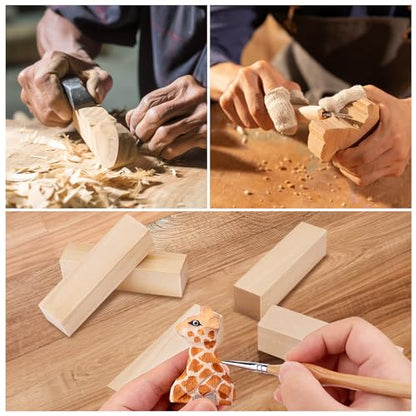 7 Pcs Basswood Carving Blocks, Soft Whittling Wood for Crafts & Beginners
