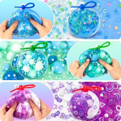 luckycrazy Stress Ball Making Kit, 3 Pack Ocean Crunchy Slime Kit for Kids - color: Ocean