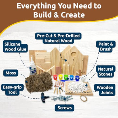 Cottage Birdhouse Kit - Easy DIY Wooden Bird House for Outdoors
