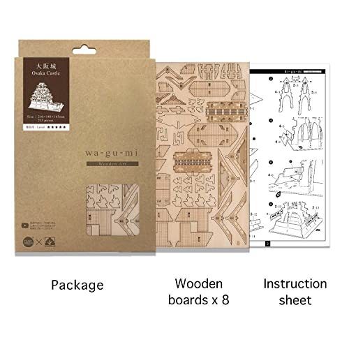Osaka Castle Wooden Architecture 3D Puzzle - Fun DIY Wood Craft Kits - Ideal Gift for Birthdays and Party Favors - style: Osaka Castle