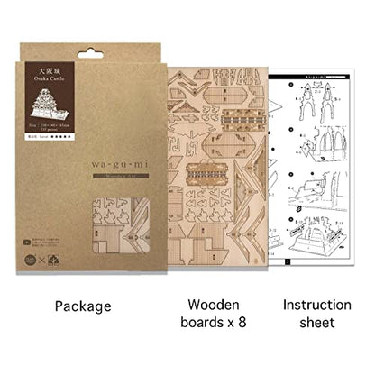Osaka Castle Wooden Architecture 3D Puzzle - Fun DIY Wood Craft Kits - Ideal Gift for Birthdays and Party Favors - style: Osaka Castle