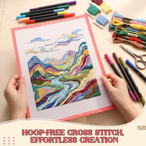 Frienda 28 Pcs Needlepoint Canvas 14 Mesh, 2 Sheets 16x20 Inch White - style: 14 Mesh