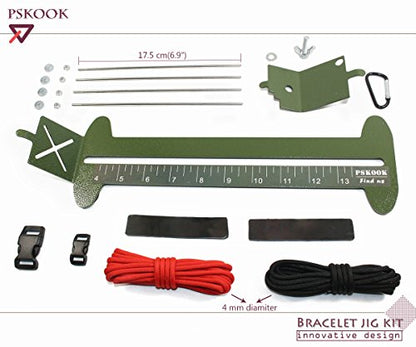 PSKOOK Paracord Bracelet Jig Kit, Adjustable Length Weaving DIY Craft Maker Tool, Lacing Needles and Smoothing Tool 6 Pack (FID with Marlin Spike) - color: *Army Green+SIX-PIECE