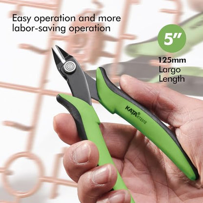 KATA Mini Flush Cutters, 5 Inch Precision Wire Cutter Plier for Electronics - color: 1 Pack 5" Flush Cutter Green