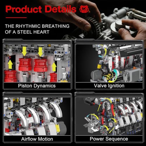 Sosuy L4 Car Engine Model Kit Mini Motor Building Blocks Sets that can Runs - color: L4 Engine