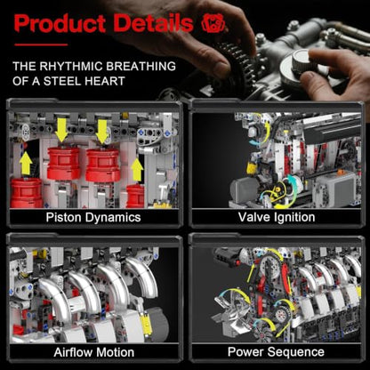 Sosuy L4 Car Engine Model Kit Mini Motor Building Blocks Sets that can Runs - color: L4 Engine