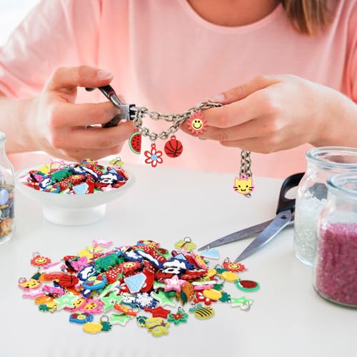 Hungdao 200 Pcs Rubber Loom Band Charm Only Silicone Rainbow Bracelet Charm