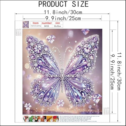 5D Diamond Painting Kits for Adults,Purple Butterfly Diamond Art Kits - color: SH128