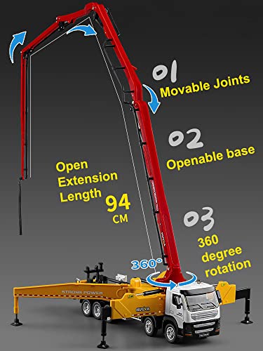 Concrete Pump Truck Construction Vehicles Toys,1:50 Scale Diecast Site Concrete Pump Truck, Toy Trucks for Kids - color: 1709