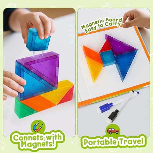 3D Magnetic Travel Tangram Puzzle, STEM Brain Teasers Toy for Kids&Adults