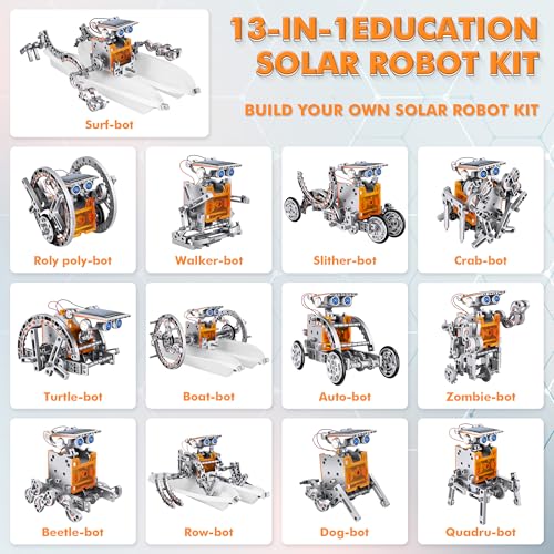 STEM 13-in-1 Education Solar Power Robots Toys for Boys Age 8+ - color: Silver