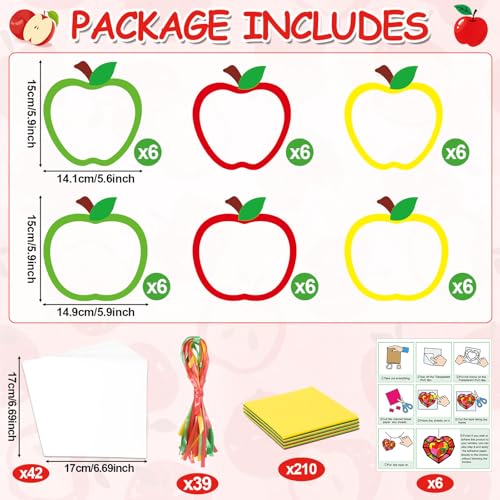Qyeahkj 36 Set Fall Apple Suncatchers Crafts for Kids DIY Autumn Window Tissue Paper Craft Kit Hanging Decor for Back to School Home Activity Art Project Birthday Party Favor Gift - style: Fall Apple