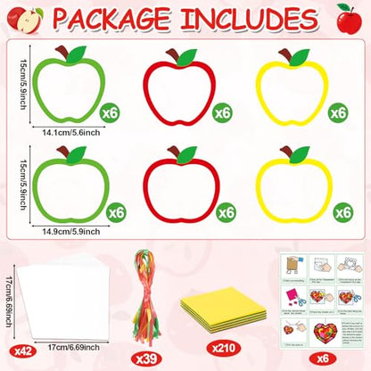 Qyeahkj 36 Set Fall Apple Suncatchers Crafts for Kids DIY Autumn Window Tissue Paper Craft Kit Hanging Decor for Back to School Home Activity Art Project Birthday Party Favor Gift - style: Fall Apple