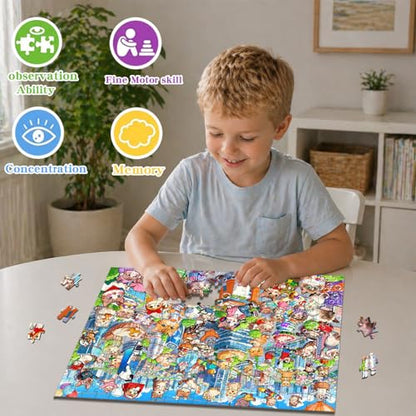 Puzzles for Kids Ages 6-8 8-10 - 200 Piece Puzzles - City Cats Puzzle - color: City Cat