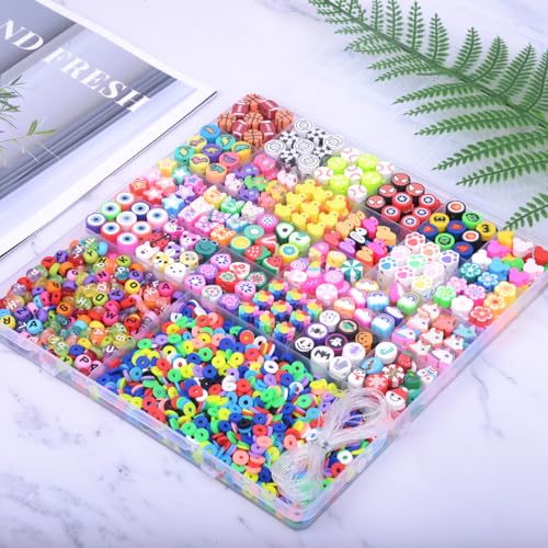 BBita 2480pcs Polymer Clay Beads Charms for Bracelets Making Kit Cute Fun Charms Beads Friendship Bracelet Making DIY Arts Crafts Birthday Gifts Toys for Kids Girls Age 6-13 - color: A1#Clay Beads