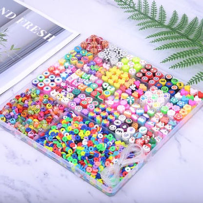 BBita 2480pcs Polymer Clay Beads Charms for Bracelets Making Kit Cute Fun Charms Beads Friendship Bracelet Making DIY Arts Crafts Birthday Gifts Toys for Kids Girls Age 6-13 - color: A1#Clay Beads