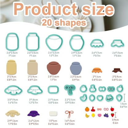 20Pcs Food Jars Polymer Clay Cutters Fruits Clay Earrings Cutters Polymer Jewelry Cutter for Earrings Making Birthday Party DIY Supplies - style: Food cans