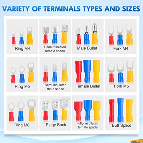 Nilight 840PCS Mixed Quick Disconnect Electrical Insulated Crimp Terminals - color: 840PCS Mixed Crimp Terminals