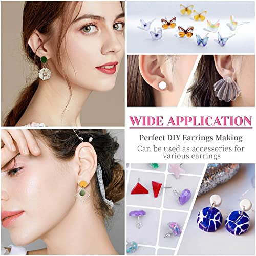 Caffox Hypoallergenic Earring Posts and Backs, 1800pcs Stainless Steel Stud Earring Kit with Earring Base Studs, Earring Backs and Jump Rings for Clay, Resin, Pearls, Jewelry Making and Crafting - color: Silver
