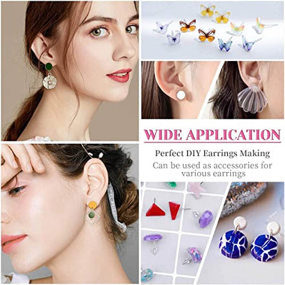Caffox Hypoallergenic Earring Posts and Backs, 1800pcs Stainless Steel Stud Earring Kit with Earring Base Studs, Earring Backs and Jump Rings for Clay, Resin, Pearls, Jewelry Making and Crafting - color: Silver