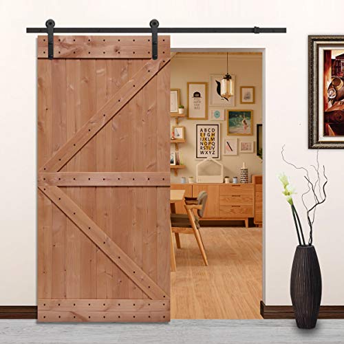 LUBANN 40 in. x 84 in. Rustic British-Brace Hardwood Barn Door Unfinished Knotty Alder Solid Wood Barn Door Slab - size: 40X84 British Brace
