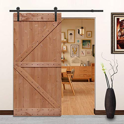 LUBANN 40 in. x 84 in. Rustic British-Brace Hardwood Barn Door Unfinished Knotty Alder Solid Wood Barn Door Slab - size: 40X84 British Brace