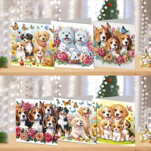 DDGYP 6-Pack Diamond Art Painting Greeting Card Kit - 5.9x11.81Inch - color: Orange