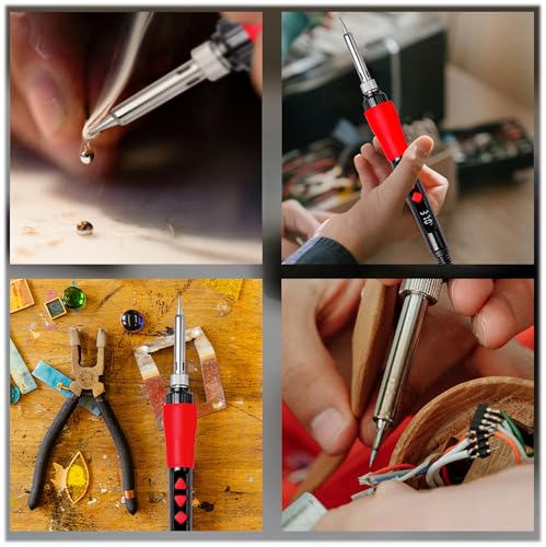 Soldering Iron Kit, 60W LED Display Digital Solder Pen, 5 Replaceable Tips, 21-in-1 Fast Heating with Solder Wire, Stand, Desoldering Pump, for Electronics Repair Hobby DIY 120V US Plug from Plusivo