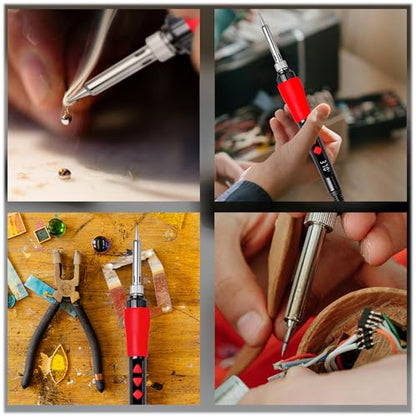 Soldering Iron Kit, 60W LED Display Digital Solder Pen, 5 Replaceable Tips, 21-in-1 Fast Heating with Solder Wire, Stand, Desoldering Pump, for Electronics Repair Hobby DIY 120V US Plug from Plusivo