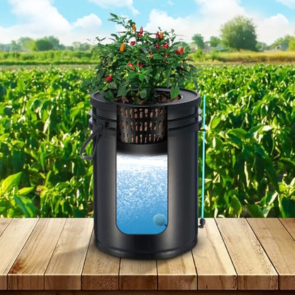 VEVOR DWC Hydroponics Grow System, Hydroponic Growing System with Top Drip Kit, 5-Gallon Deep Water Culture with Air Pump, Air Stone and Water Level Device for Leafy Vegetables(1 Bucket+Top Drip Kit) - style: 1 Bucket+Top Drip Kit