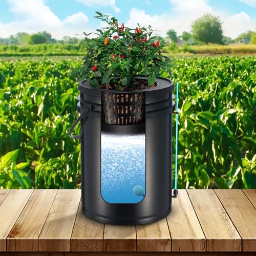 VEVOR DWC Hydroponics Grow System, Hydroponic Growing System with Top Drip Kit, Deep Water Culture 5-Gallon 2 Buckets, with Air Pump, Air Stones and Water Level Device for Leafy Vegetables - style: 2 Buckets+Top Drip Kit
