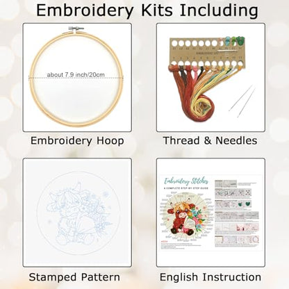 Nuberlic Highland Cow Embroidery Kit for Beginners - color: COW