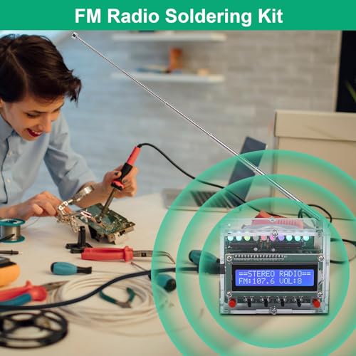 ICSTATION FM Radio Kit, DIY Soldering Project Radio with LED Spectrum DIY Radio Kit FM 88-108MHz DIY Electronic Kit for STEM Education Ages 15+