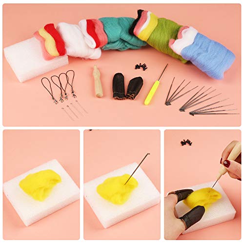LOKUNN Needle Felting Kit 4 PCS Animal Felting Kits for Beginners Adult - color: Animal Theme